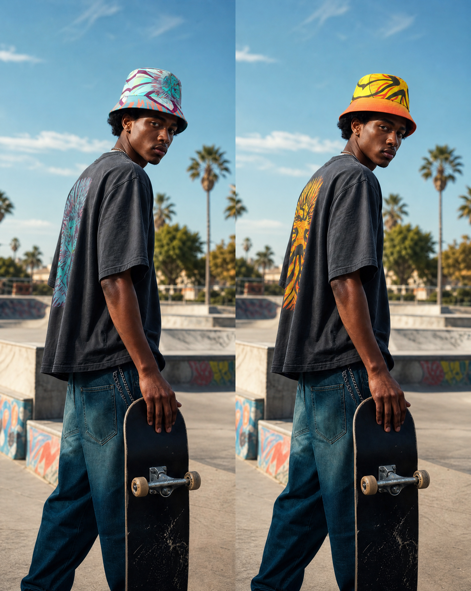 FLOWER POWER reversible bucket hat